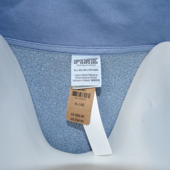 Victoria Secret Sweater Pink Size XL Soft Fleece Sweater Blue Half Zip - Picture 7 of 7